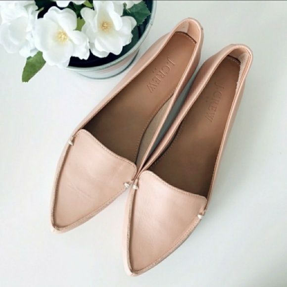 J. Crew Shoes - J Crew Edie Nude Point Toe Loafers Flat Leather 10